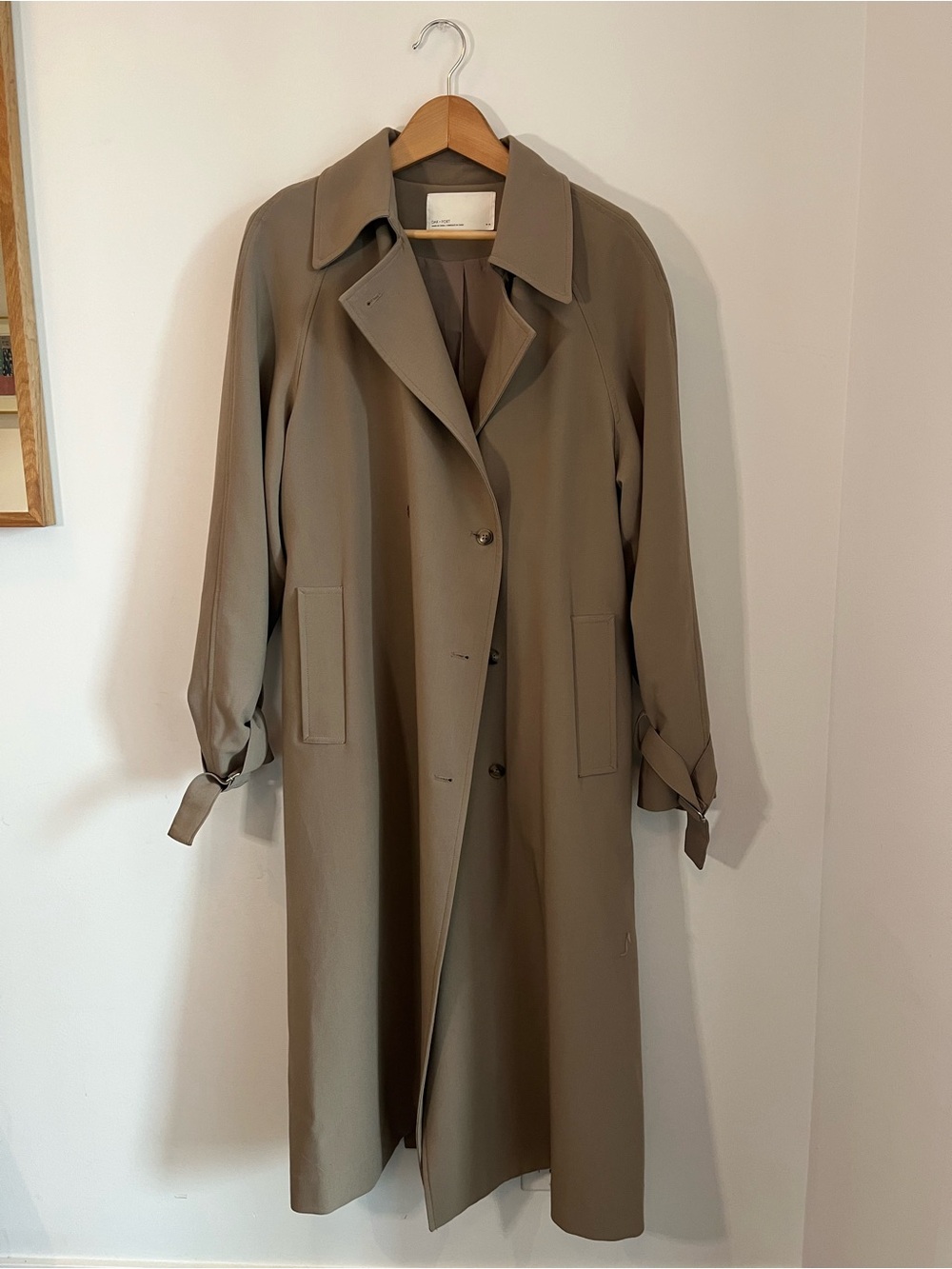 Oak and Fort, Womens Double-Breasted Trench Coat - Taupe - Picture 2 of 4